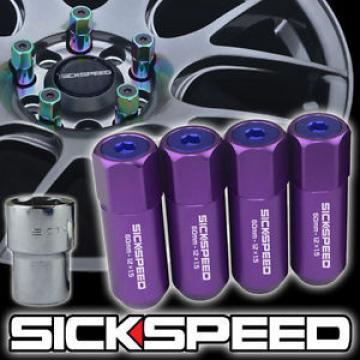 4 PURPLE/BLUE CAPPED ALUMINUM EXTENDED TUNER LOCKING LUG NUTS WHEELS 12X1.5 L20