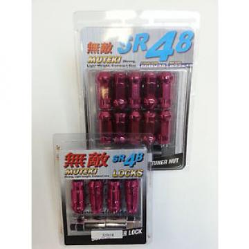 UC158 (32905K+32901K)  Muteki SR48 Lug Nut &amp; Lock Set Pink Open-End 12 x 1.25