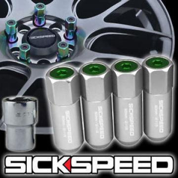 SICKSPEED 4 PC POLISHED/GREEN CAP ALUMINUM LOCKING LUG NUTS WHEELS 12X1.25 L15