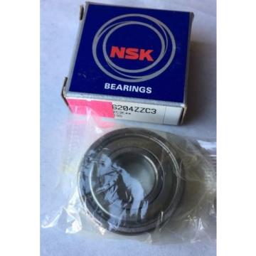 NSK 6204ZZC3 Deep Groove Ball Bearing Single Row, Double Shielded