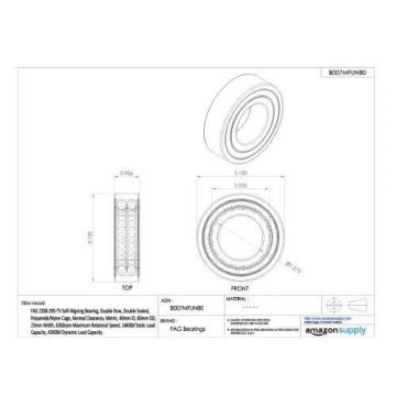 FAG Bearings FAG 2208-2RS-TV Self-Aligning Bearing, Double Row, Double Sealed,