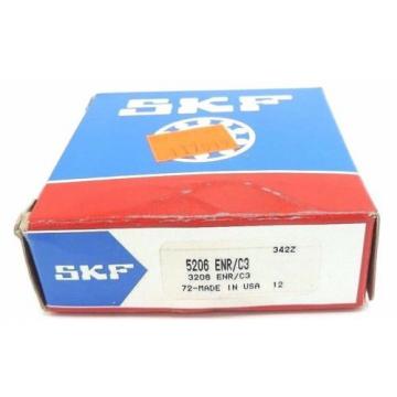 NIB SKF 5206 ENR/C3 BALL BEARING DOUBLE ROW W/SNAP RING 30X67X24MM, 5206ENRC3