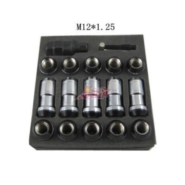 BLACK M12x1.25 STEEL EXTENDED DUST CAP LUG NUTS WHEEL RIMS TUNER WITH LOCK