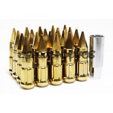 Z RACING GOLD SPIKE LUG NUTS 12X1.5MM STEEL OPEN EXTENDED KEY TUNER