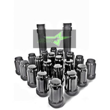 24 BLACK 6 SPLINE LUG NUTS + KEY | 12X1.5 | FITS TOYOTA FJ TACOMA TUNDRA 4RUNNER