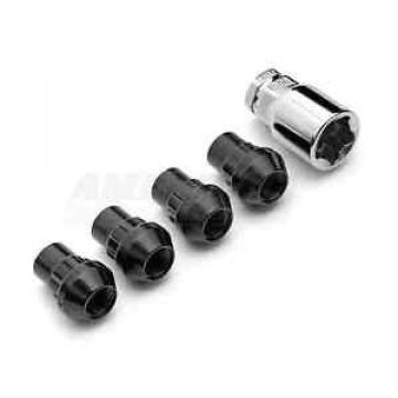 Locking Lug Nuts/Wheel Locks Closed Bulge Acorn/Cone Seat, Black 1/2-20 Qty 4