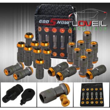 M12X1.5MM 20 PIECES GUNMETAL ORANGE CNC JDM RACING DRIFTING LUG NUTS LOCK SETS