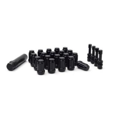 20 Black Spline Locking Lug Nuts 12x1.5 | 4 Black Aluminum Valve Stems | NEW