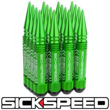 SICKSPEED 16 PC GREEN 5 1/2&#034; LONG SPIKED STEEL LOCKING LUG NUTS 12X1.5 L16