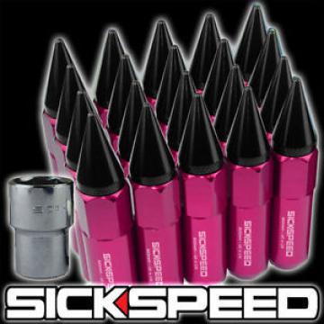 20 SPIKED 60MM EXTENDED TUNER LOCKING LUG NUTS LUGS WHEELS 12X1.5 PINK/BLACK L07