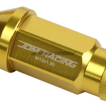 20X RACING RIM 50MM OPEN END ANODIZED WHEEL LUG NUT+ADAPTER KEY GOLD