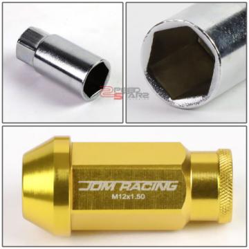 GOLD 50MM ALUMINUM WHEEL RIM LOCK ACORN TUNER LUG NUT+KEY IS250/GS460/RX350