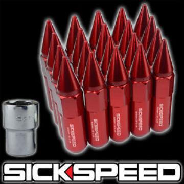 SICKSPEED 20 PC RED SPIKED ALUMINUM 60MM LOCKING LUG NUTS FOR WHEELS 12X1.25 L12