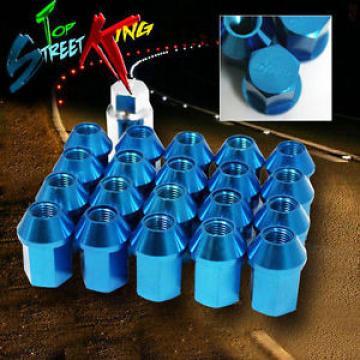 20-PC DURALUMIN M12X1.25 WHEEL LUG NUT+LOCK+SOCKET FOR 240SX/300ZX/IMPREZA BLUE