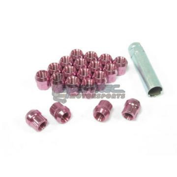 NNR Type M Steel Wheel Lug Nuts &amp; Locks Open Ended Pink 22mm 12x1.5 20pcs