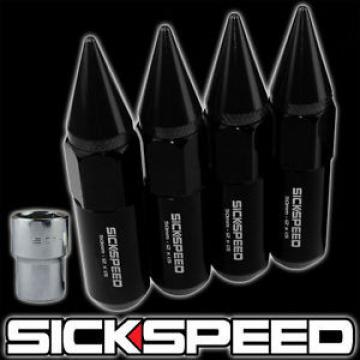 4 BLACK SPIKED ALUMINUM EXTENDED TUNER 60MM LOCKING LUG NUTS WHEELS 12X1.5 L01