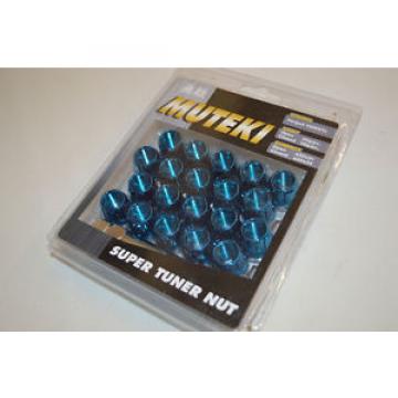 MUTEKI BLUE OPEN END SPLINE TUNER LOCK LUG NUTS 20PCS 12X1.25 ACORN WHEEL RIM