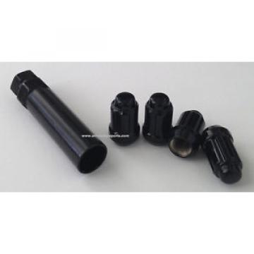 (4) ACORN SPLINE LUG NUT BLACK 12x1.25mm WITH (1) SPLINE KEY WHEEL LOCK