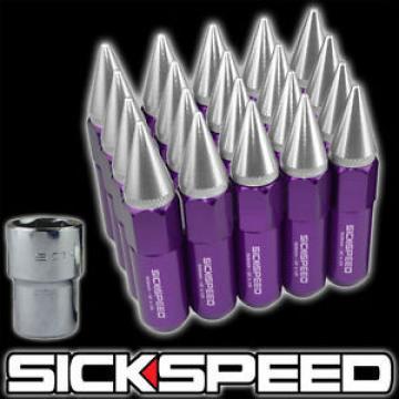 20 PURPLE/POLISHED SPIKED ALUMINUM EXTENDED 60MM LOCKING LUG NUTS 12X1.5 L07