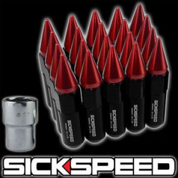 SICKSPEED 20 PC BLACK/RED SPIKED ALUMINUM  LOCKING 60MM LUG NUTS 12X1.25 L12