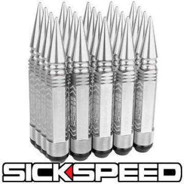 SICKSPEED 20 PC POLISHED 5 1/2&#034; LONG SPIKED STEEL LOCKING LUG NUTS 12X1.25 L12