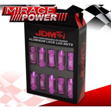 (20 PIECES) UNIVERSAL M12x1.25 ALUMINUM TUNER WHEEL LUG NUTS PURPLE +LOCKING KEY