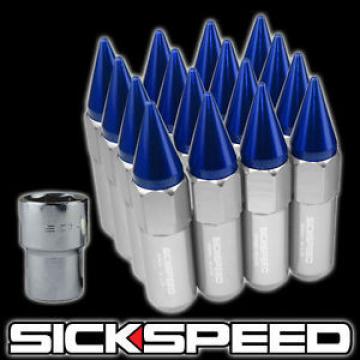 16 POLISH/BLUE SPIKE ALUMINUM 60MM EXTENDED LOCKING LUG NUTS WHEELS 12X1.5 L16