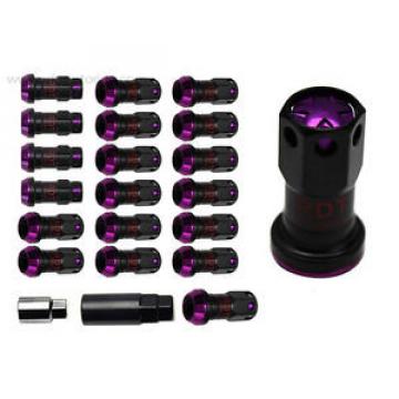 Scion tC xB iQ xA 20pc Steel Slim Extended Lug Nuts +Lock 12x1.5mm Purple Closed