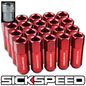 SICKSPEED 20 PC RED EXTENDED TUNER 60MM LOCKING LUG NUTS WHEELS/RIMS 14X1.5 L19