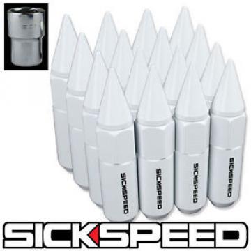 SICKSPEED 16 PC WHITE SPIKED ALUMINUM EXTENDED 60MM LOCKING LUG NUTS 1/2x20 L30