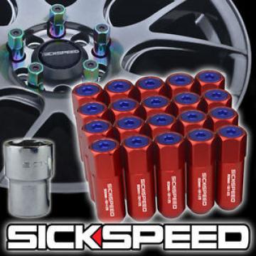 SICKSPEED 20 RED/BLUE CAPPED ALUMINUM 60MM LOCKING LUG NUTS WHEELS 12X1.25 L12