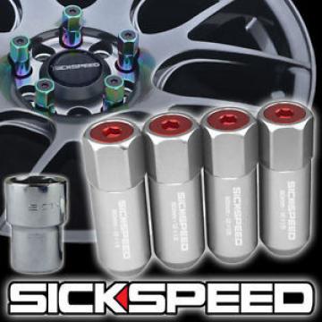 SICKSPEED 4 PC POLISHED/RED CAPPED ALUMINUM LOCKING LUG NUTS WHEELS 12X1.25 L15