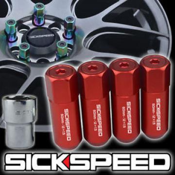 SICKSPEED 4 PC RED CAPS ALUMINUM 60MM LOCKING LUG NUTS WHEELS/RIM 12X1.5 L01