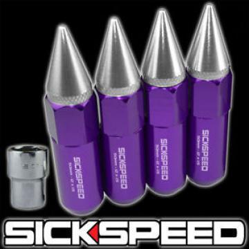 4 PURPLE/POLISHED SPIKE ALUMINUM EXTENDED 60MM LOCKING LUG NUTS WHEEL 12X1.5 L01