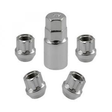 Chrome Open End Locking Lug Kit 1/2&#034; Threads | 4 Lugs 1 Key | Wheel Locks