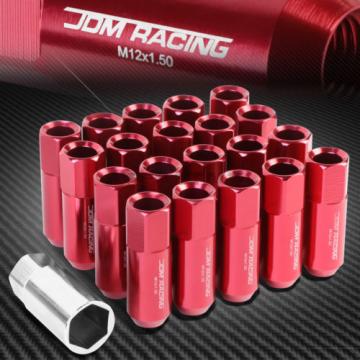 20 PCS M12 X 1.5 ALUMINUM ACORN TUNER LUG NUT/WHEEL LOCK+ADAPTER KEY RED