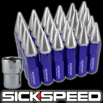 SICKSPEED 24 BLUE/POLISHED SPIKED ALUMINUM EXTENDED LOCKING LUG NUTS 1/2x20 L23