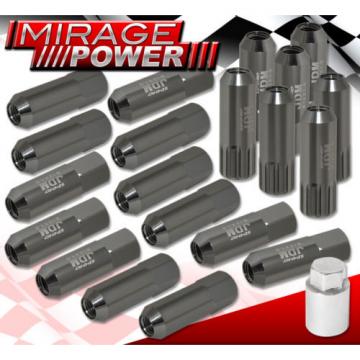 (20 PIECES) UNIVERSAL M12x1.5 ALUMINUM TUNER WHEEL LUG NUTS GRAY + LOCKING KEY