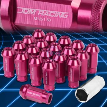 20pcs M12x1.5 Anodized 50mm Tuner Wheel Rim Locking Acorn Lug Nuts+Key Pink