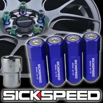 4 BLUE/POLISHED CAPPED ALUMINUM EXTENDED 60MM LOCKING LUG NUTS WHEELS 12X1.5 L02