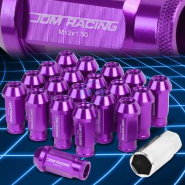 20pcs M12x1.5 Anodized 50mm Tuner Wheel Rim Locking Acorn Lug Nuts+Key Purple