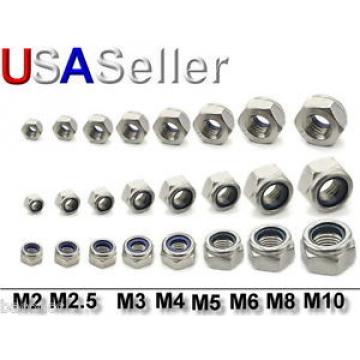 Stainless Steel SS Hex Locking Lock Nuts Metric 304 M2 M2.5 M3 M4 M5 M6 M8 M10