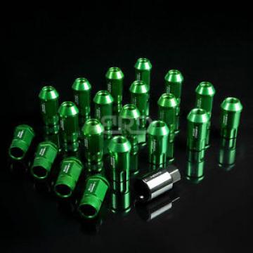 NRG ANODIZED ALUMINUM OPEN END TUNER WHEEL LUG NUTS LOCK M12x1.5 GREEN 20 PC+KEY