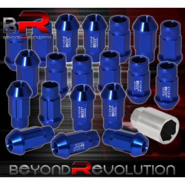 Universal 12Mmx1.5 Locking Lug Nuts 20Pc Extended Forged Aluminum Tuner Set Blue