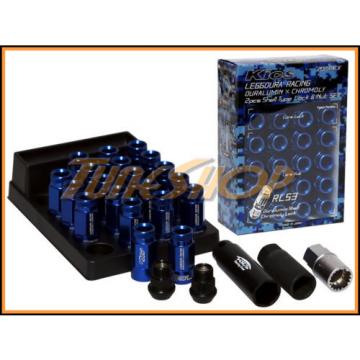 KICS LEGGDURA 53MM SHELL TYPE WHEELS LOCKS LUG NUTS 12X1.5 1.5 ACORN RIM BLUE T