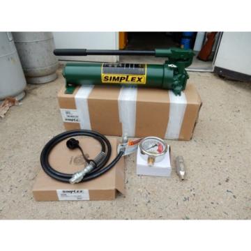 SIMPLEX P82A HYDRAULIC HAND W/ HOSE &amp; COUPLER 15,000PSI GAUGE &amp; BLOCK NEW Pump