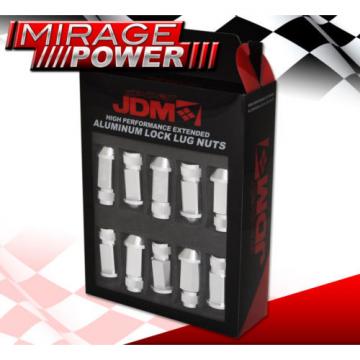 Universal M12X1.5Mm Locking Lug Nuts Wheel Extended Aluminum 20 Piece Set Silver