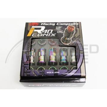 PROJECT KICS R40 ICONIX LUG NUTS WITH LOCKS NEO CHROME BLACK CAPS 12X1.25 16+4