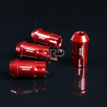 NRG ALUMINUM OPEN END TUNER WHEEL RIM LUG NUTS 6 POINT LOCK M12x1.5 RED 4 PC