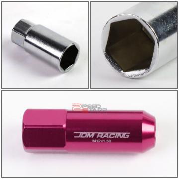 PINK 60MM M12 X 1.5 ALUMINUM WHEEL RIM LOCK ACORN TUNER LUG NUT+ADAPTER KEY